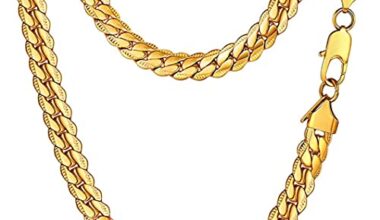 U7 Men Women Platinum/18K Gold Plated Chain Necklace 18KGP Stamp Hip Hop Jewelry 6MM-9MM Wide Snake Curb Link Chain, 18",20",22",24",26",28",30" Length,Send Gift Box