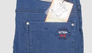 Men's Gun Dobby Denim Plain Dark Blue Jeans