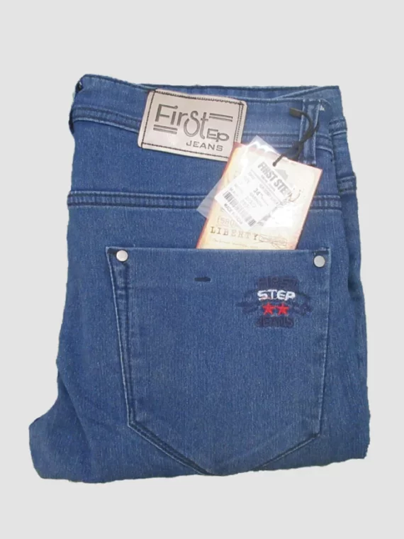 Men's Gun Dobby Denim Plain Dark Blue Jeans