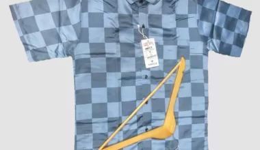 Men's Satin Slub Printed Blue Half Sleeve Shirt