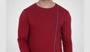 Men's Cotton Spandex Solid Maroon Full Sleeve T-shirt