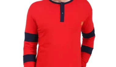 Men's Cotton Spandex Solid Red Full Sleeve T-shirt