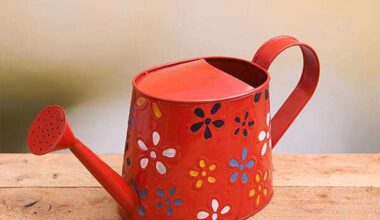 Hand Printed Round Metal Watering Can (Red) - Gardening Tool