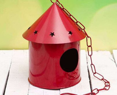Round Metal Birdhouse (Red)